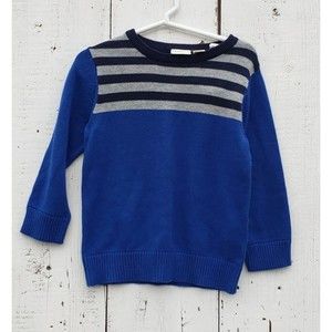 Children's Place Boys Size 3T Blue Long Sleeve Cotton Sweater Striped NEW